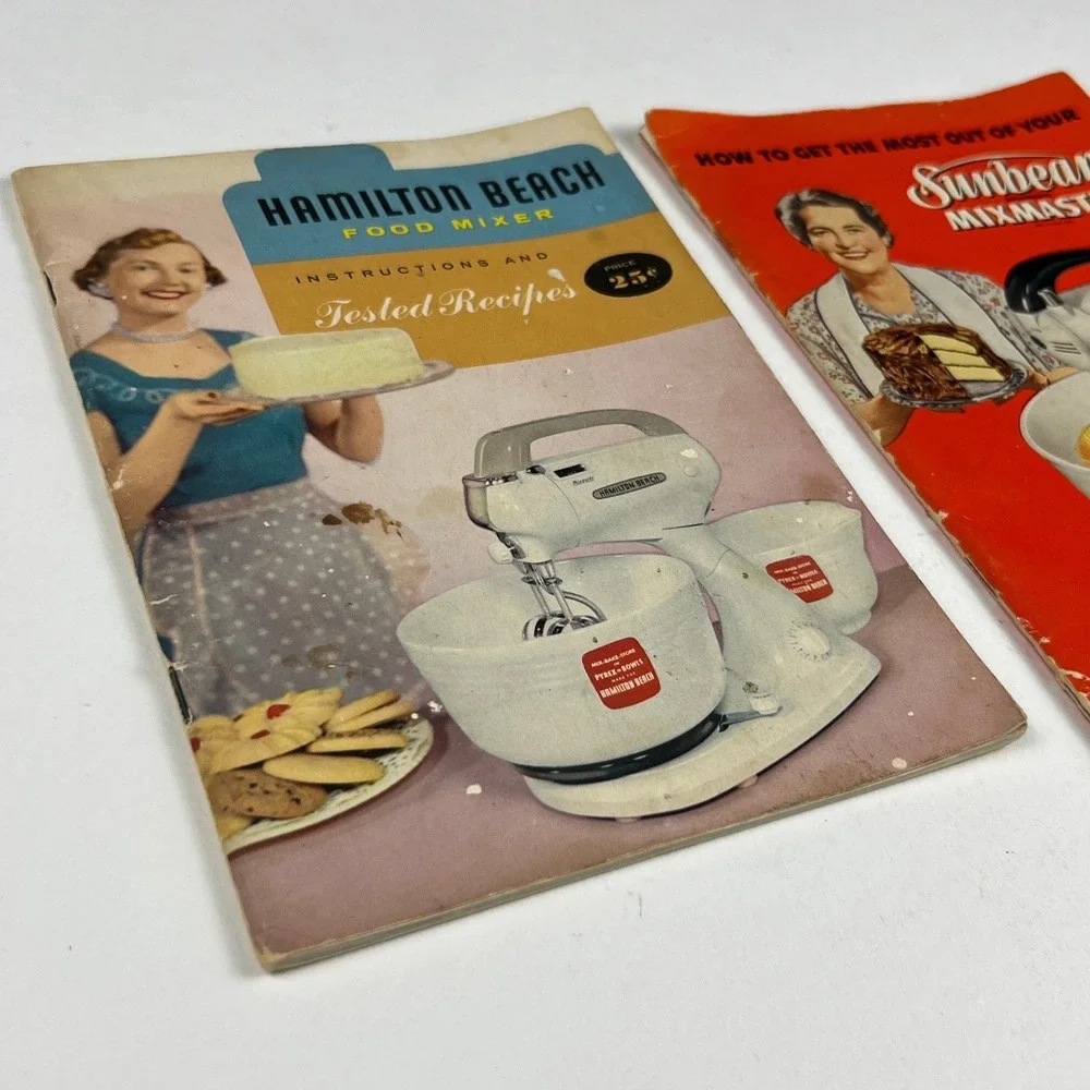 Hamilton Beach + Sunbeam Mixmaster Vintage 2pc Recipe Books Mid-Century Kitchen
